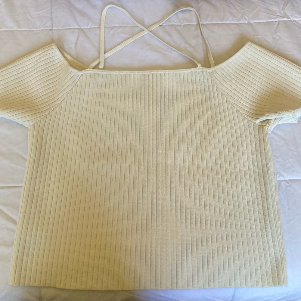 Wayf Ivory Ribbed Crop Top - Picture 4 of 4
